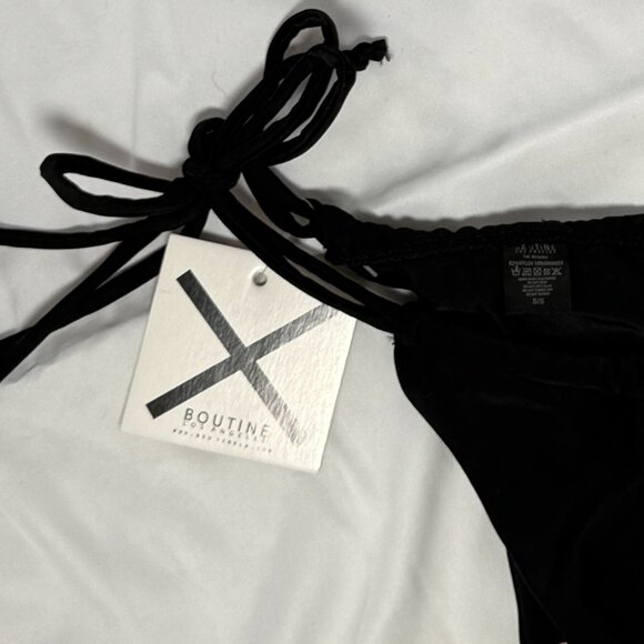 Boutine LA NWT Manhattan Black V-Cut Top and Matching Thong Bikini - Picture 3 of 11